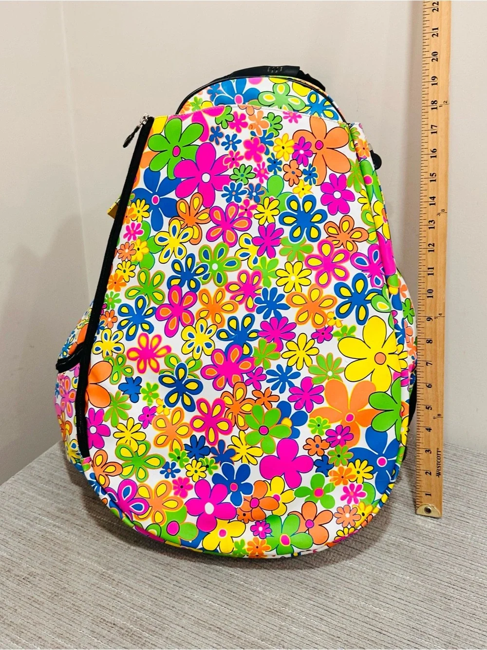 Jetpac Life Is Tennis Backpack Sling Bag 70s Neon Flower Power Lynne Tauchen